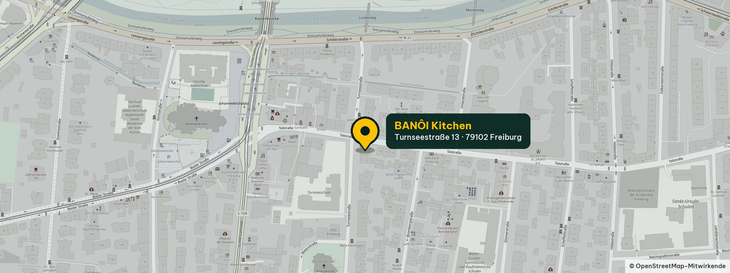 Karte: Banoi Kitchen, Turnseestraße 13, 79102 Freiburg