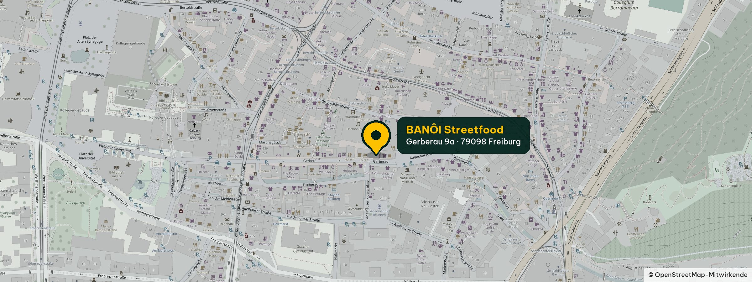 Karte: Banoi Streetfood, Gerberau 9a, 79098 Freiburg